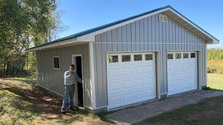 Finishing Senior's Garage Rehab Project! Hanging the New Steel Siding & Trim