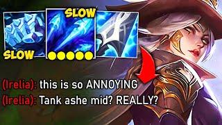 TANK ASHE MID MAKES THE ENEMY IRELIA SUFFER! (PERMASLOWS, ENDLESS POKE)