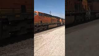 Watch BNSF train  speeding eastbound,nice sounding GEs.