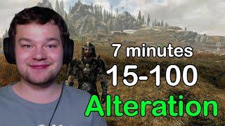 How quickly can you level up to 100 in Alteration in Skyrim