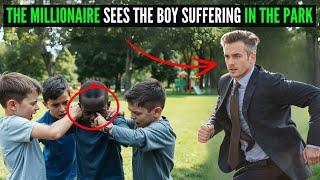 A MILLIONAIRE SEES A CHILD BEING BULLIED IN A PARK BY A GROUP OF OTHER CHILDREN AND STEPS IN TO HELP