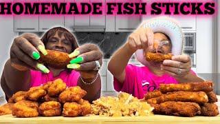 Eating HOMEMADE Fish Sticks, Shrimp Chips, and Fried Rice MUKBANG