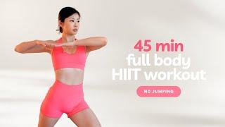 45min Full Body HIIT Fat Burn Workout | No Jumping No Equipment