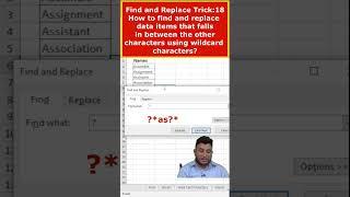 Trick 18:Find and replace data items that falls in between other characters using wildcards?#shorts