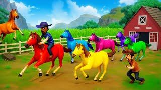 Color Horses Theft: Magical Horses Stolen from the Farm | Epic Farm Heist Adventure | Funny Animals