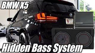 2018 BMW X5 subwoofer system. Kicker Subwoofer box TRTP12, Kicker CXA800.1 and a Wavtech Link2