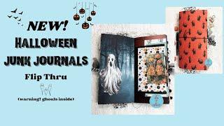 Big and Cute Halloween Junk Journal Flip Through of Tall Journals filled with Ephemera #junkjournal