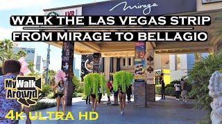 Explore the Las Vegas Strip - walking tour from Mirage to Bellagio (4k video)