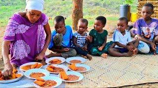 Our Youngest Hardworking Mom Cooks Delicious Village Food Egg Curry, Vegetables With Corn Meal