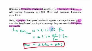 Exploring the effect of doubling message bandwidth on FM bandpass bandwidth