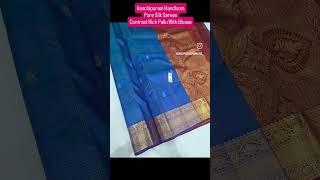 Kanchipuram Handloom Pure Silk Saree Contrast Rich Pallu With Blouse | Price ₹ 7600/- Free Shipping