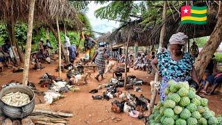 Rural village market day in kouvé Togo  west Africa. Cost of living in an African village