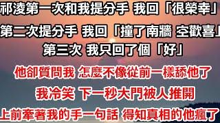 祁淩第一次和我提分手 我回「很榮幸」第二次跟我提分手 我回「撞了南牆 空歡喜。」第三次 我只回了個「好」。他卻質問我 怎麼不像從前一樣舔他了。我冷笑 下一秒大門被人推開，上前牽著我的手#总裁 #情感