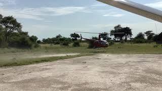 Bell 505 & Robinson 44 Takeoff at Jedibe Airstrip- Okavango delta# Helicopter Horizon