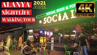 alanya night walking tour 4K june  ! antalya turkey holiday  ! turkey travel ! 4k UHD 60fps