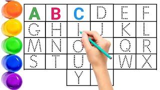 Alphabet, ABC song, ABCD, A to Z, Kids rhymes, collection for writing along dotted lines for toddler