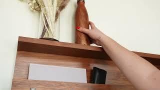 Walnut shelf with 8 hooks