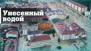 Поврежденный землетрясением мост снесло потоком воды