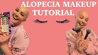 ALOPECIA NATURAL MAKEUP TUTORIAL/ FALSE LASHES APPLICATION