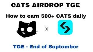 CATS AIRDROP LISTING || HOW TO EARN 500+ CATS PER DAY