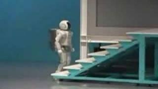 Honda's Asimo Robot buckling on the stairs