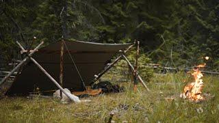 Solo Backcountry Camping in a Thunderstorm - Bushcraft Against the Elements