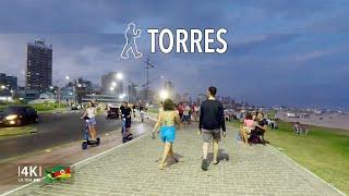 [walking brazil] Torres - Rio Grande do Sul 4k | Center - Beach