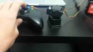 Micro-Pan dual servo set up controlled by XBox 360 controller, Python, and Arduino