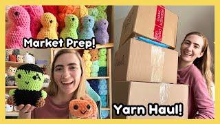 Crochet Vlog  Market Prep, Packing Orders, & A HUGE Yarn Haul! Crochet & Chat With Me 