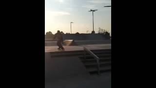 rider henry at the new vb park with a warm up gap to boards