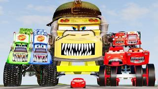 Compilation: Escape From The Giant Pixar Cars Monsters Truck Head Eater VS McQueen Beamng Drive #81