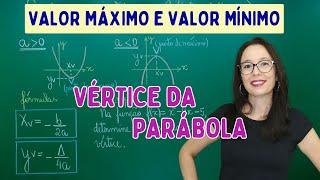 VÉRTICE DA PARÁBOLA - PONTO DE MÁXIMO E PONTO DE MÍNIMO - FUNÇÃO QUADRÁTICA - Professora Angela