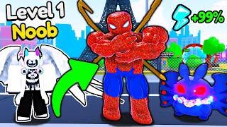 Starting over as NOOB with OP SPIDERMAN In Climb and Jump Tower! (Roblox)