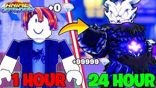 I PLAYED ANIME DEFENDERS FOR 24 HOURS AND BECAME OVERPOWERED! [ROBLOX]