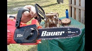 Is the Harbour Frieght 20 volt Cordless Chainsaw Made By Bauer Any Good? Here is my review.