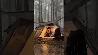 SOLO CAMPING IN POURING RAIN #shorts