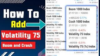 How To Find/Add Volatility 75, Volatility 100, Volatility 75s Index, Boom And Crash & more MT5 App