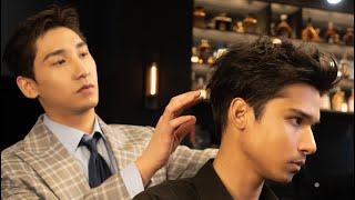 ASMR BARBER- Scissors hair cut & hair wash, No talking regent cut barbershop asmr