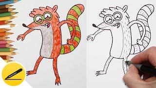 How to draw Rigby from The Regular Show step by step - Learn to draw animated characters