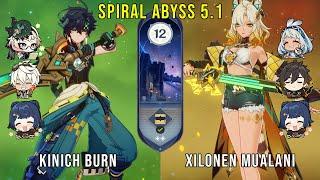 C0 Kinich Burn and C0 Xilonen Mualani Vape | Genshin Impact Abyss 5.1 Floor 12 9 Stars