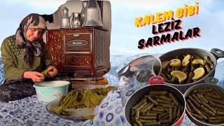 KÖYDE SOBA BAŞINDA TENCERE TENCERE SARMA 4K