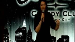 Alison Rosen performing stand up at NY Funniest Reporter