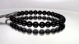 Onyx Spirit Bead Bracelet Blackend Silver Clasp Black Diamonds by Mander Jewelry