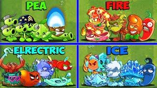 4 Team PEA x FIRE x ELECTRIC x ICE Battlez - Who Will Win? - Pvz 2 Team Plant vs Team Plant