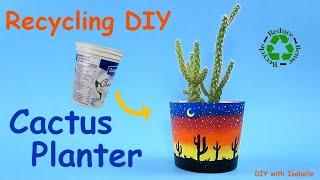Recycling DIY Cactus Planter | Arts & Crafts Tutorial | Easy to do Desert Sunset Landscape