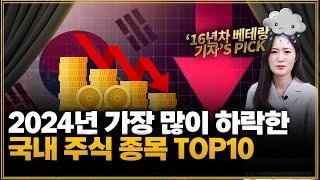 2024년 가장 많이 하락한 국내 주식 종목 TOP10 '하락률 80.59%를 기록한 1위 기업은 어디?'