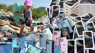 Sad...Poor Boy Found Many broken iphone 12,13,14...At the landfill-How To Restoration phone Cracked