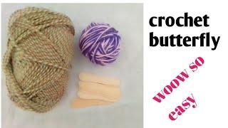 Diy butterfly | How to crochet butterfly | yearn butterfly | wool butterfly | diy ice cream stick