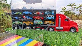 Disney Pixar Cars Lightning McQueen, Jackson Storm, Sally, Francesco | Car toys fall into the water