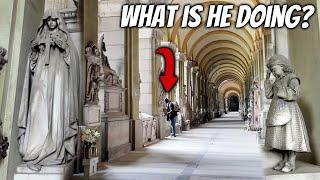 Strange Devil Man Follows Me in Cemetery (making weird noises) - Genoa 